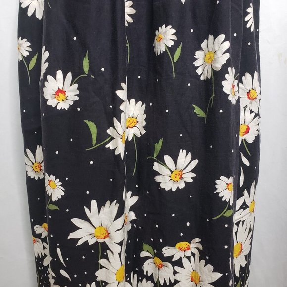 Vintage Black Daisy Summer Print Dress On The Verge Size Large Maxi - Picture 6 of 11